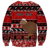 Personalised New Zealand Christmas Sweatshirt Aotearoa Kiwi Meri Kirihimete Red Version - Wonder Print Shop