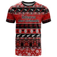 Personalised New Zealand Christmas T Shirt Aotearoa Kiwi Meri Kirihimete Red Version - Wonder Print Shop