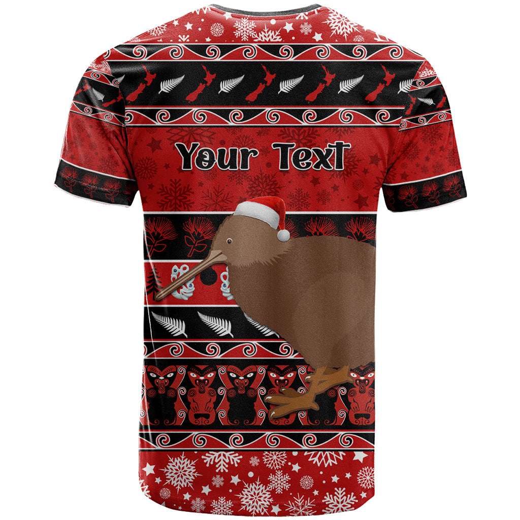 Personalised New Zealand Christmas T Shirt Aotearoa Kiwi Meri Kirihimete Red Version - Wonder Print Shop