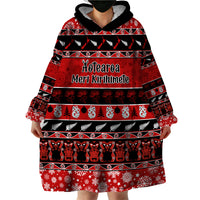 Personalised New Zealand Christmas Wearable Blanket Hoodie Aotearoa Kiwi Meri Kirihimete Red Version - Wonder Print Shop