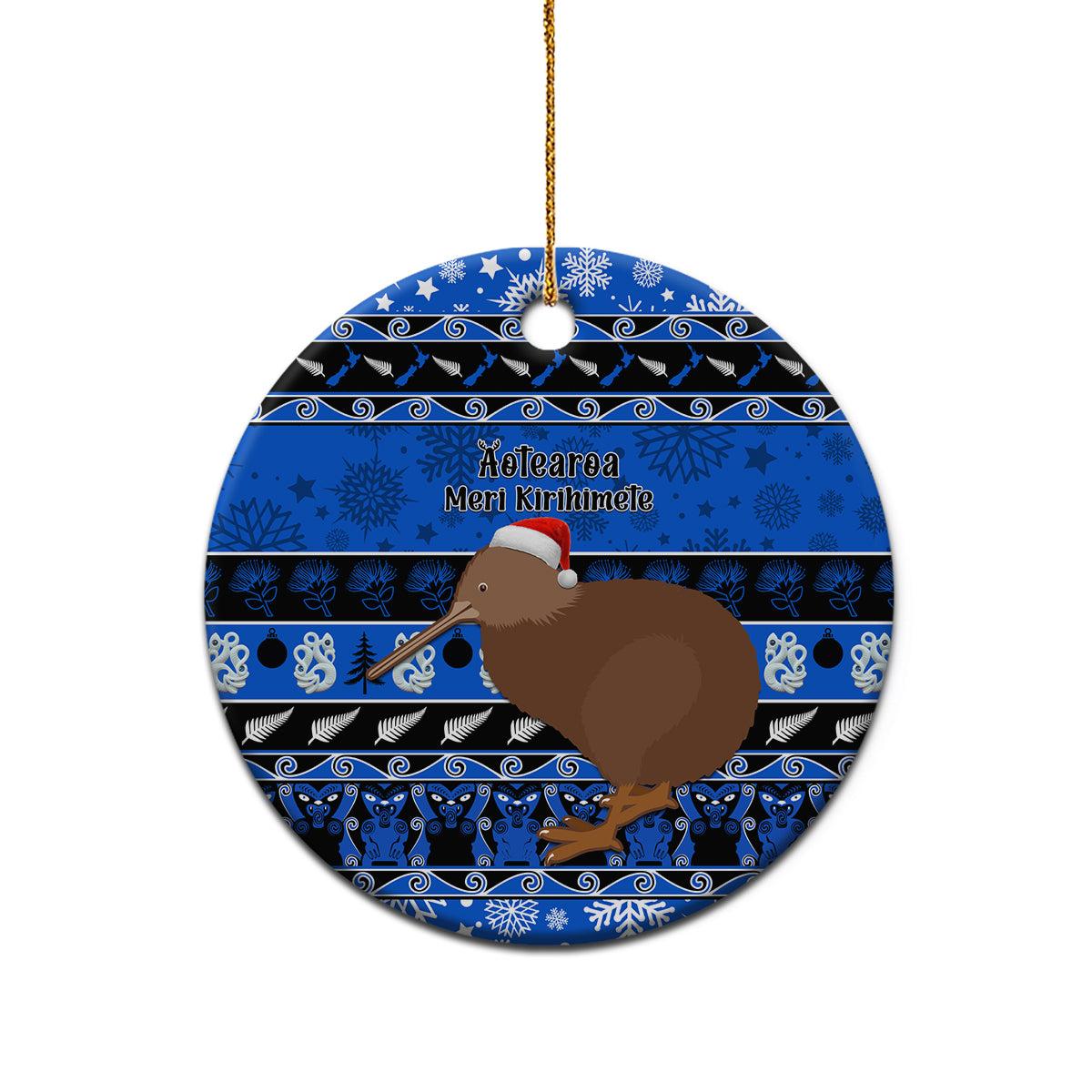 New Zealand Christmas Ceramic Ornament Aotearoa Kiwi Meri Kirihimete Blue Version - Wonder Print Shop