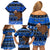 Personalised New Zealand Christmas Family Matching Off Shoulder Short Dress and Hawaiian Shirt Aotearoa Kiwi Meri Kirihimete Blue Version - Wonder Print Shop