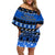 Personalised New Zealand Christmas Family Matching Off Shoulder Short Dress and Hawaiian Shirt Aotearoa Kiwi Meri Kirihimete Blue Version - Wonder Print Shop