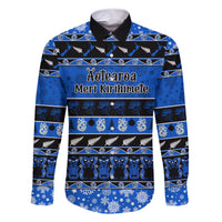 Personalised New Zealand Christmas Family Matching Short Sleeve Bodycon Dress and Hawaiian Shirt Aotearoa Kiwi Meri Kirihimete Blue Version - Wonder Print Shop