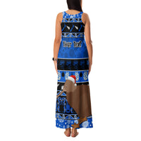 Personalised New Zealand Christmas Family Matching Tank Maxi Dress and Hawaiian Shirt Aotearoa Kiwi Meri Kirihimete Blue Version - Wonder Print Shop