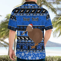 Personalised New Zealand Christmas Hawaiian Shirt Aotearoa Kiwi Meri Kirihimete Blue Version - Wonder Print Shop