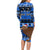 Personalised New Zealand Christmas Long Sleeve Bodycon Dress Aotearoa Kiwi Meri Kirihimete Blue Version - Wonder Print Shop