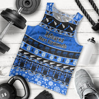 Personalised New Zealand Christmas Men Tank Top Aotearoa Kiwi Meri Kirihimete Blue Version - Wonder Print Shop