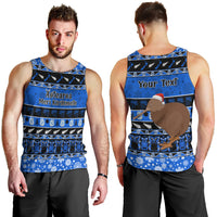 Personalised New Zealand Christmas Men Tank Top Aotearoa Kiwi Meri Kirihimete Blue Version - Wonder Print Shop