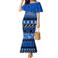 Personalised New Zealand Christmas Mermaid Dress Aotearoa Kiwi Meri Kirihimete Blue Version - Wonder Print Shop
