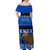 Personalised New Zealand Christmas Off Shoulder Maxi Dress Aotearoa Kiwi Meri Kirihimete Blue Version - Wonder Print Shop