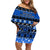 Personalised New Zealand Christmas Off Shoulder Short Dress Aotearoa Kiwi Meri Kirihimete Blue Version - Wonder Print Shop