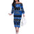 Personalised New Zealand Christmas Off The Shoulder Long Sleeve Dress Aotearoa Kiwi Meri Kirihimete Blue Version - Wonder Print Shop