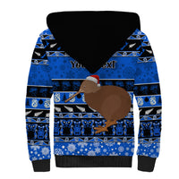 Personalised New Zealand Christmas Sherpa Hoodie Aotearoa Kiwi Meri Kirihimete Blue Version - Wonder Print Shop