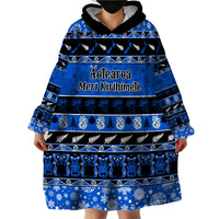 Personalised New Zealand Christmas Wearable Blanket Hoodie Aotearoa Kiwi Meri Kirihimete Blue Version - Wonder Print Shop