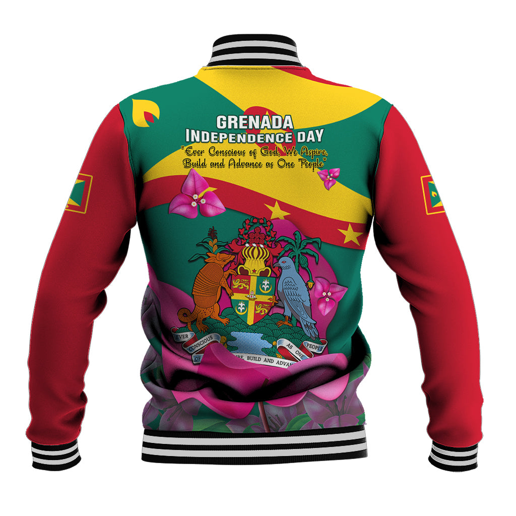 Grenada Independence Day Baseball Jacket Gwenad Bougainvillea Flowers - Wonder Print Shop