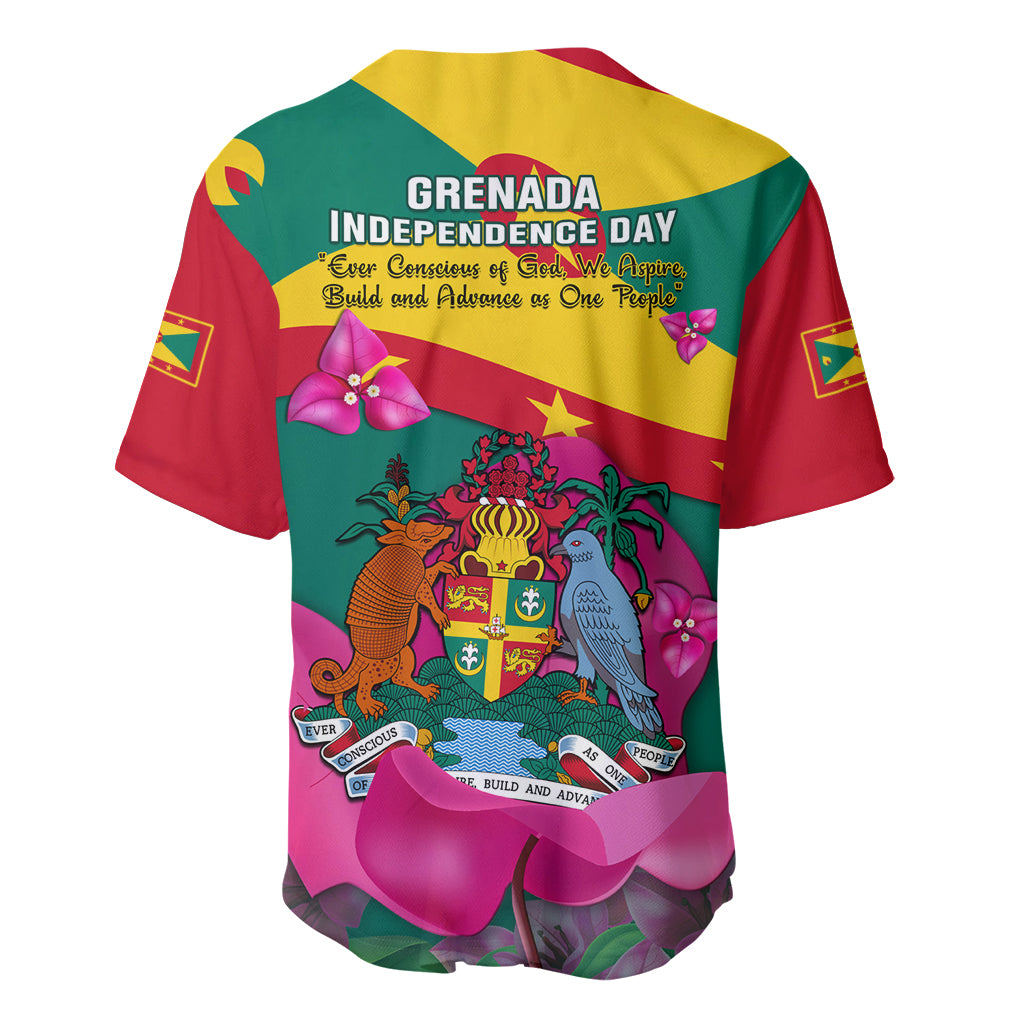 Grenada Independence Day Baseball Jersey Gwenad Bougainvillea Flowers - Wonder Print Shop