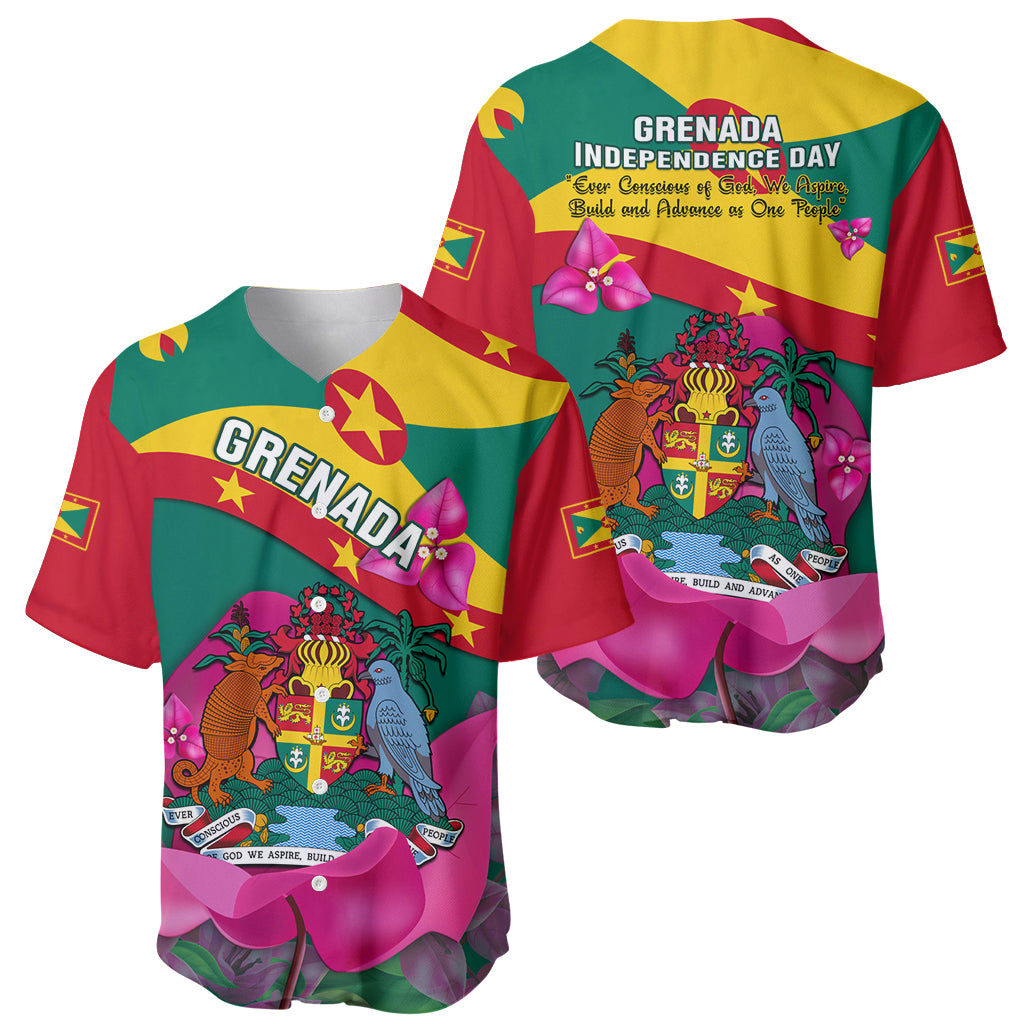 Grenada Independence Day Baseball Jersey Gwenad Bougainvillea Flowers - Wonder Print Shop