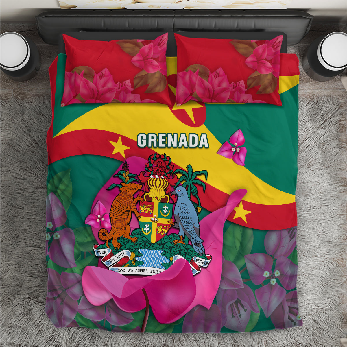 Grenada Independence Day Bedding Set Gwenad Bougainvillea Flowers - Wonder Print Shop