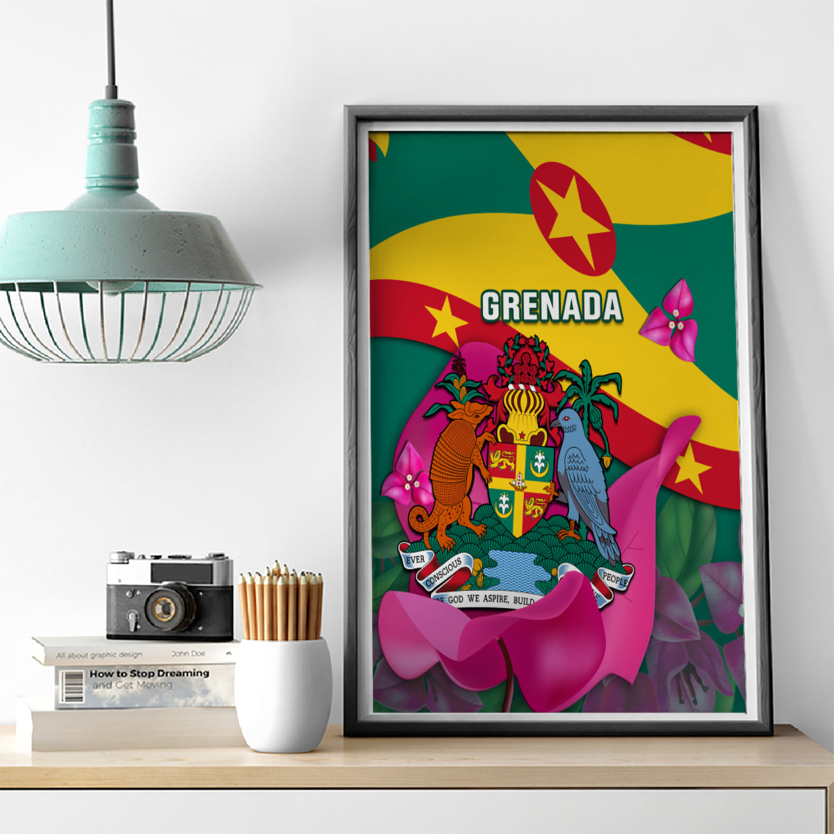 Grenada Independence Day Canvas Wall Art Gwenad Bougainvillea Flowers - Wonder Print Shop