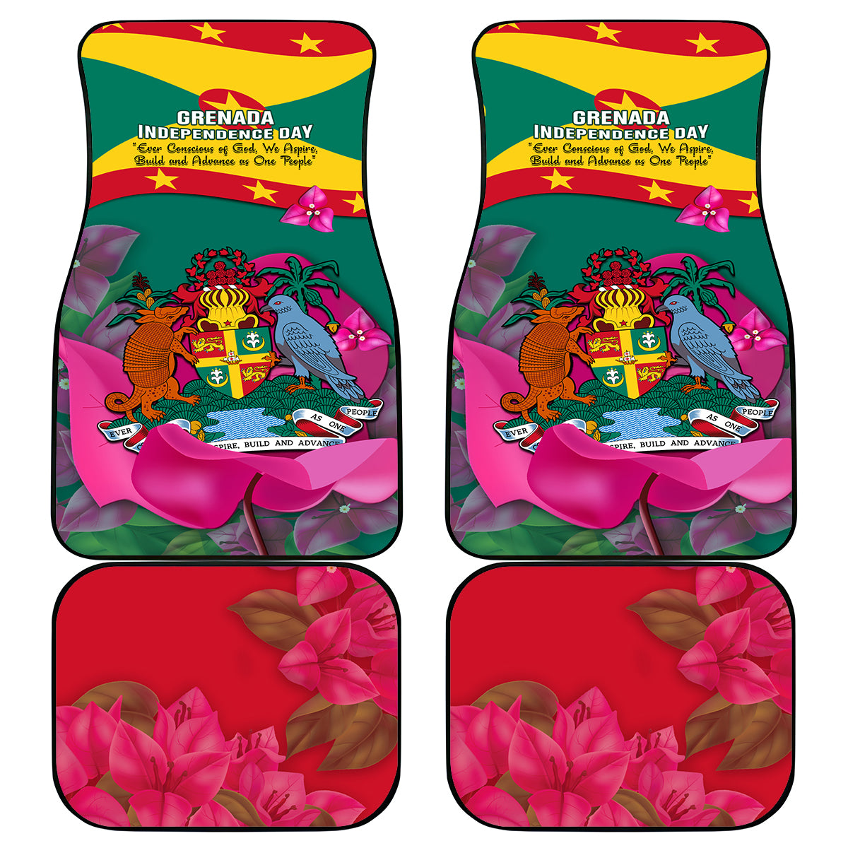 Grenada Independence Day Car Mats Gwenad Bougainvillea Flowers - Wonder Print Shop