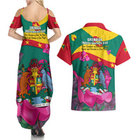 Grenada Independence Day Couples Matching Summer Maxi Dress and Hawaiian Shirt Gwenad Bougainvillea Flowers - Wonder Print Shop
