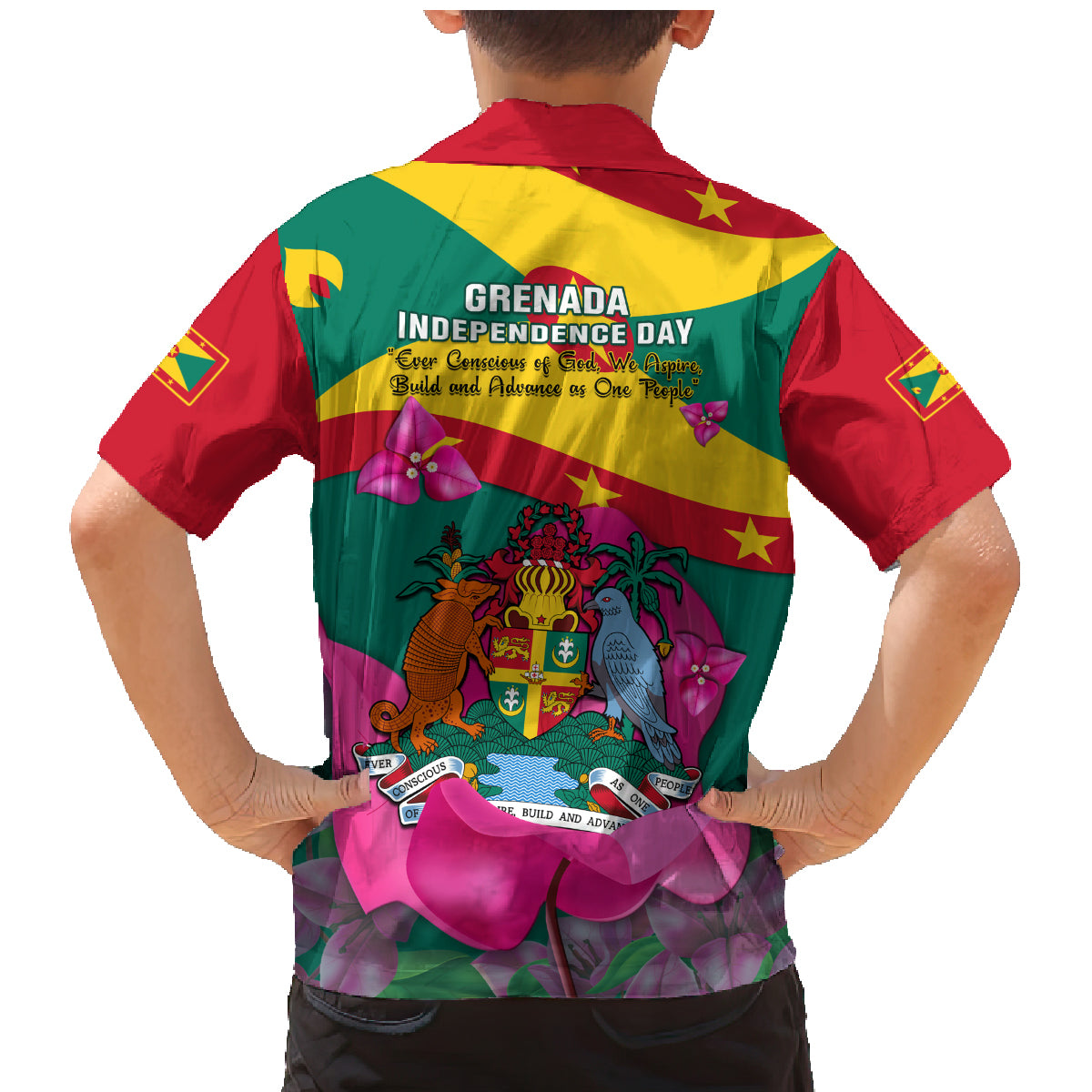 Grenada Independence Day Family Matching Mermaid Dress and Hawaiian Shirt Gwenad Bougainvillea Flowers - Wonder Print Shop