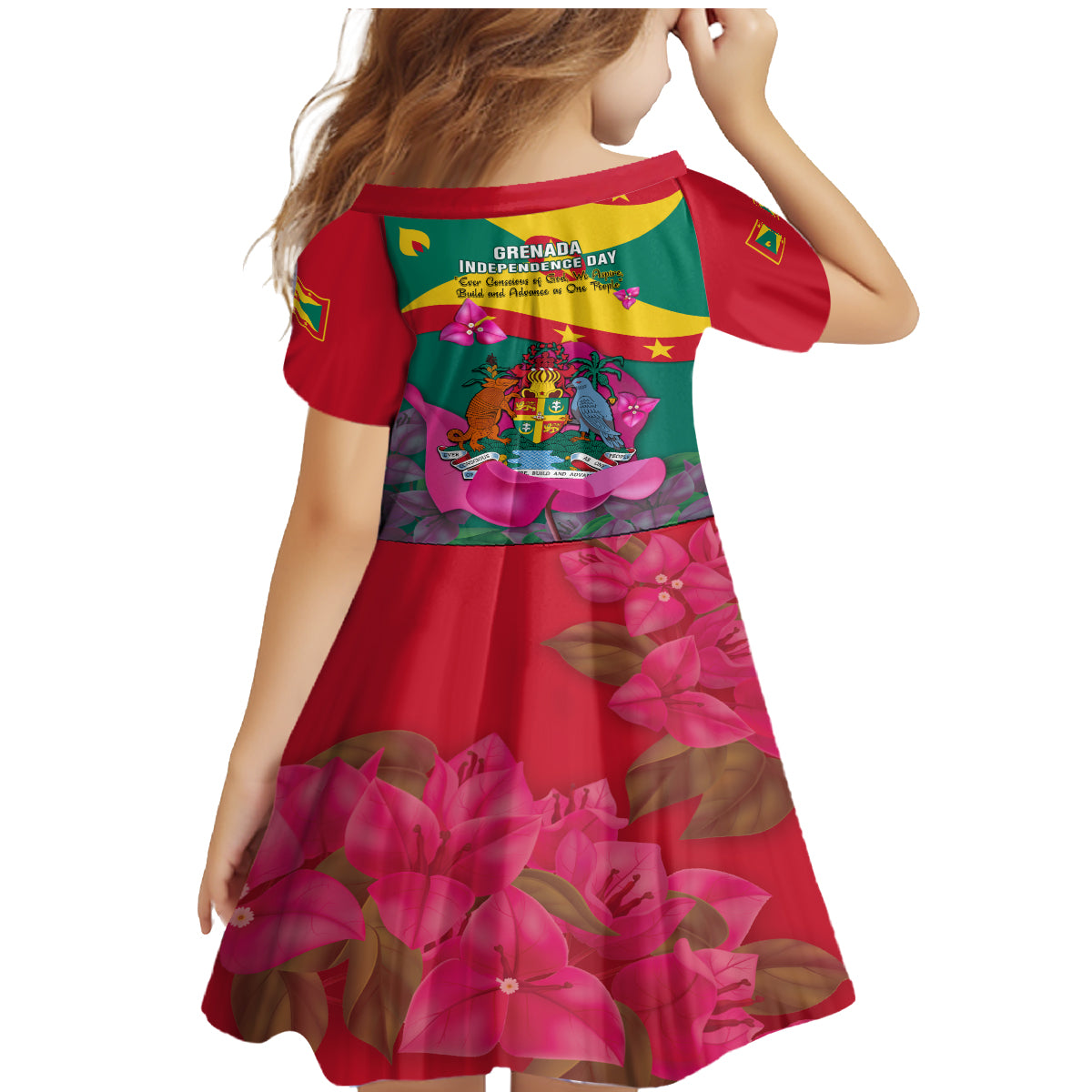Grenada Independence Day Family Matching Mermaid Dress and Hawaiian Shirt Gwenad Bougainvillea Flowers - Wonder Print Shop