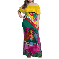 Grenada Independence Day Family Matching Off Shoulder Maxi Dress and Hawaiian Shirt Gwenad Bougainvillea Flowers - Wonder Print Shop