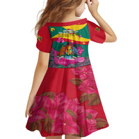 Grenada Independence Day Family Matching Short Sleeve Bodycon Dress and Hawaiian Shirt Gwenad Bougainvillea Flowers - Wonder Print Shop