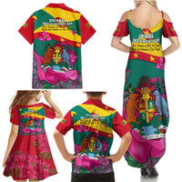 Grenada Independence Day Family Matching Summer Maxi Dress and Hawaiian Shirt Gwenad Bougainvillea Flowers - Wonder Print Shop