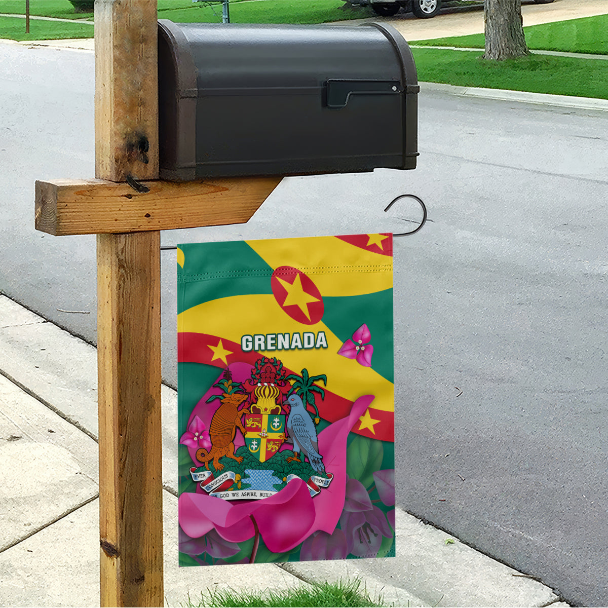 Grenada Independence Day Garden Flag Gwenad Bougainvillea Flowers - Wonder Print Shop