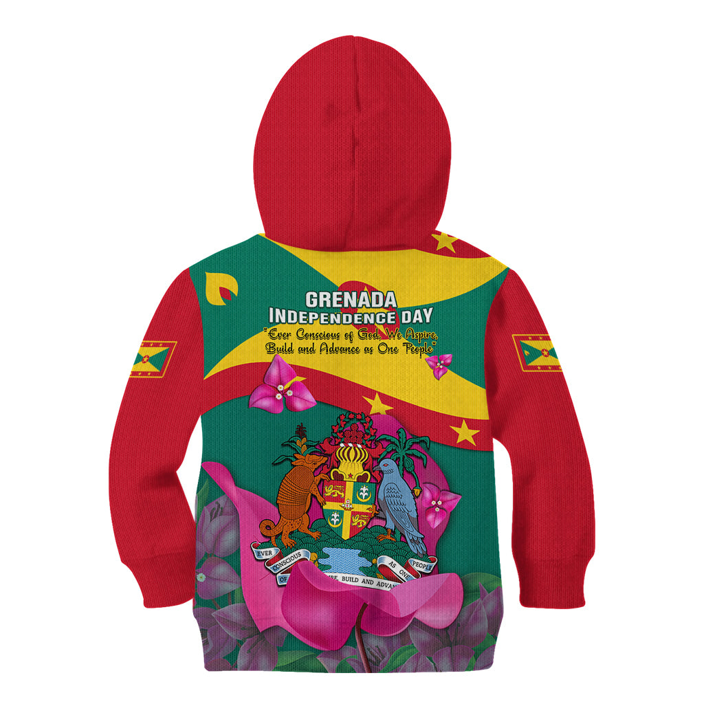 Grenada Independence Day Kid Hoodie Gwenad Bougainvillea Flowers - Wonder Print Shop