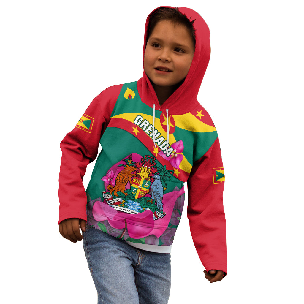 Grenada Independence Day Kid Hoodie Gwenad Bougainvillea Flowers - Wonder Print Shop