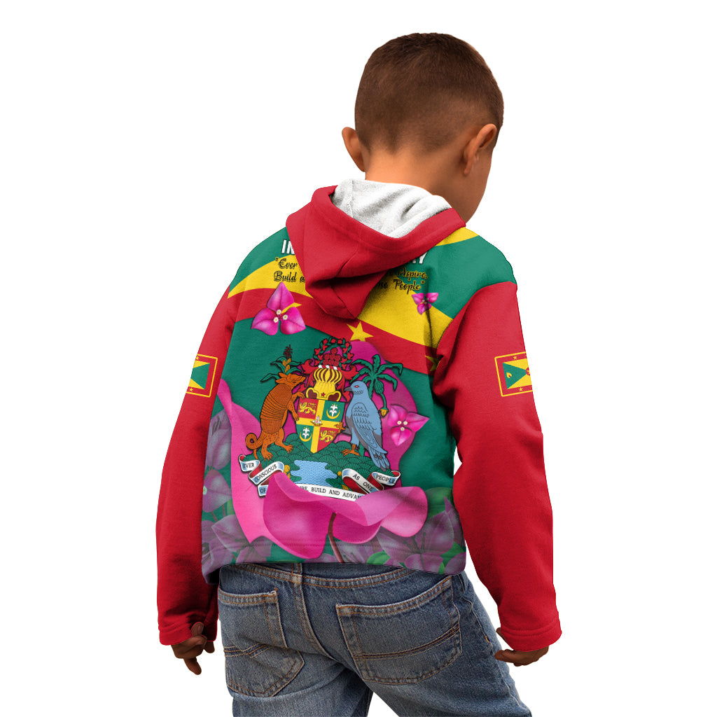 Grenada Independence Day Kid Hoodie Gwenad Bougainvillea Flowers - Wonder Print Shop