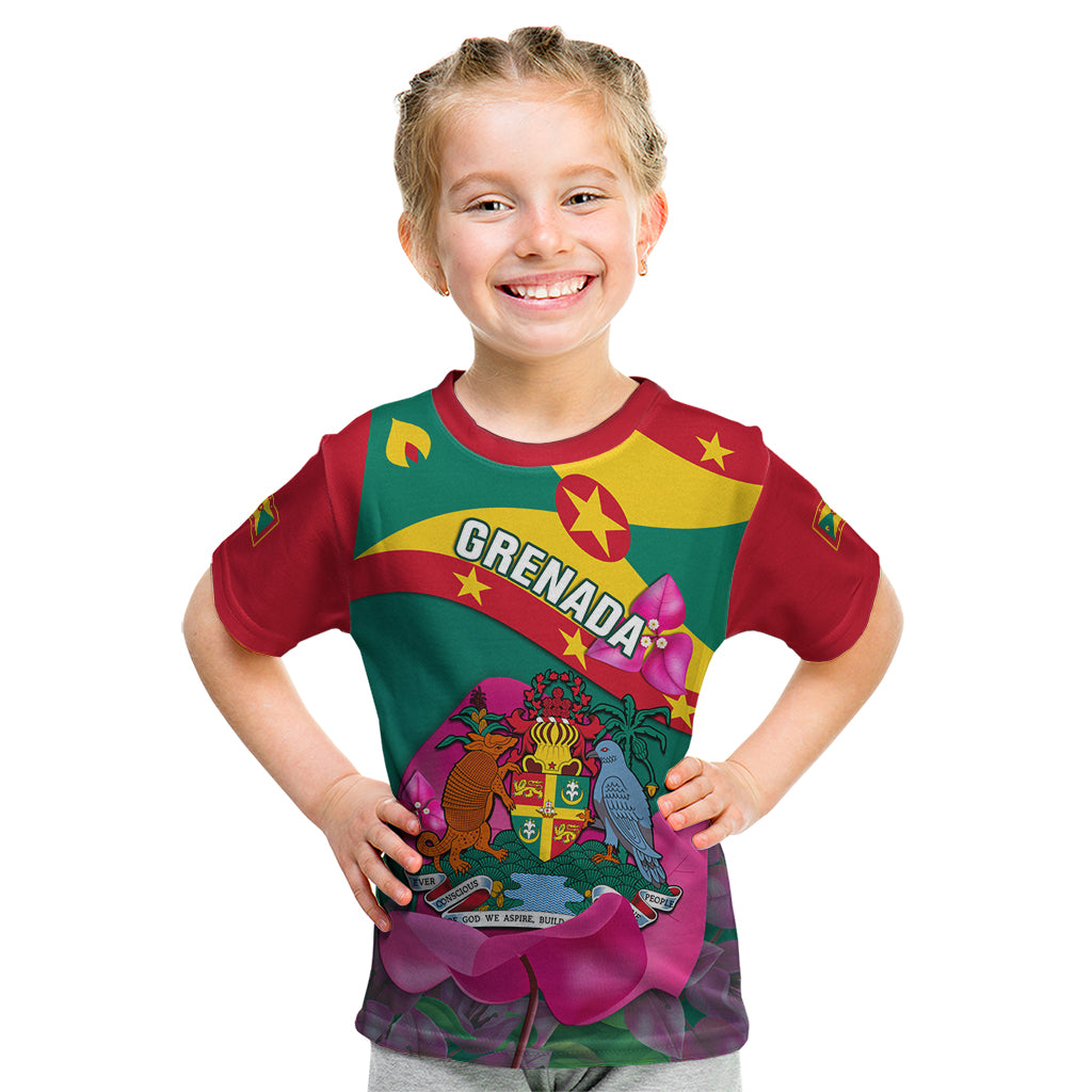 Grenada Independence Day Kid T Shirt Gwenad Bougainvillea Flowers - Wonder Print Shop