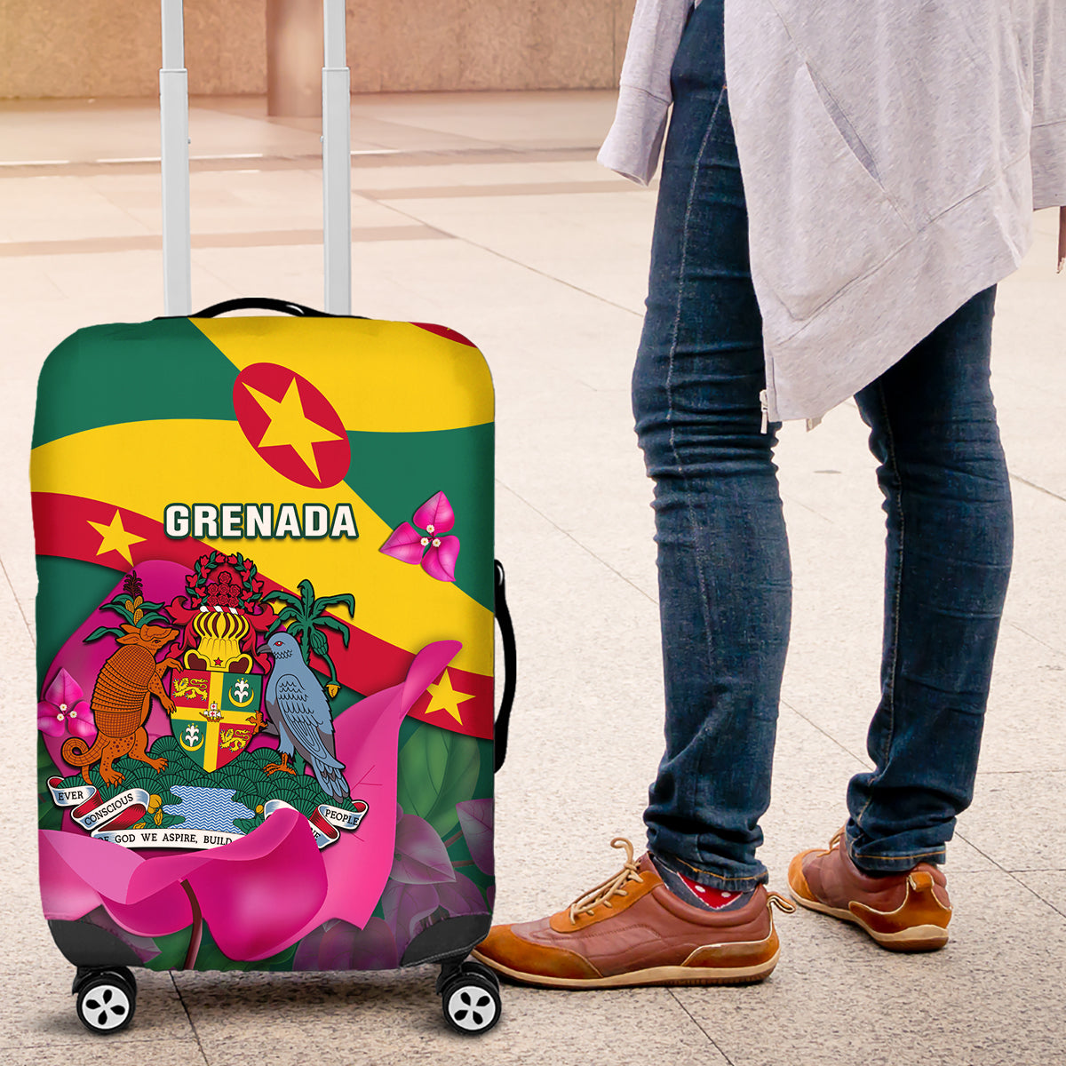 Grenada Independence Day Luggage Cover Gwenad Bougainvillea Flowers - Wonder Print Shop