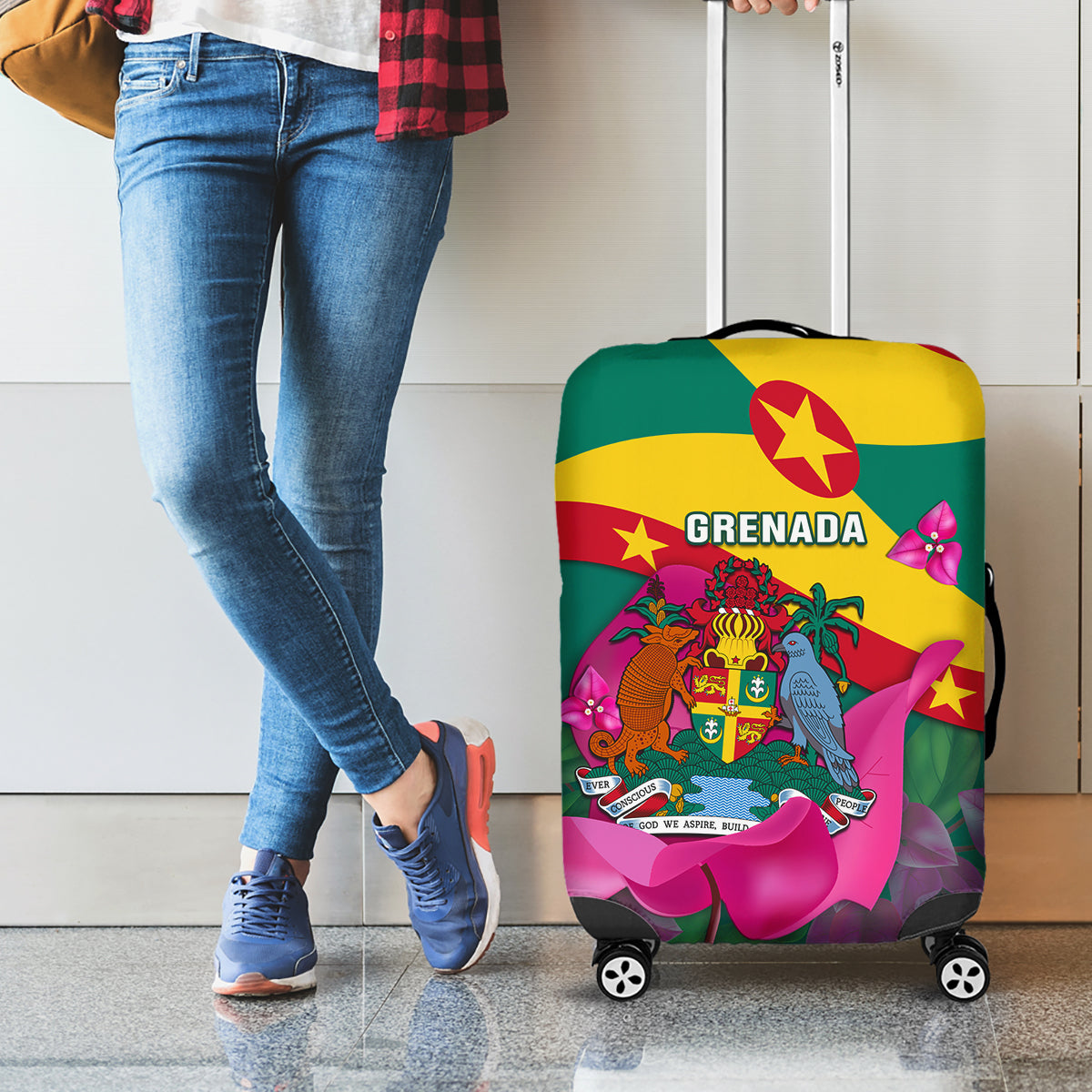 Grenada Independence Day Luggage Cover Gwenad Bougainvillea Flowers - Wonder Print Shop