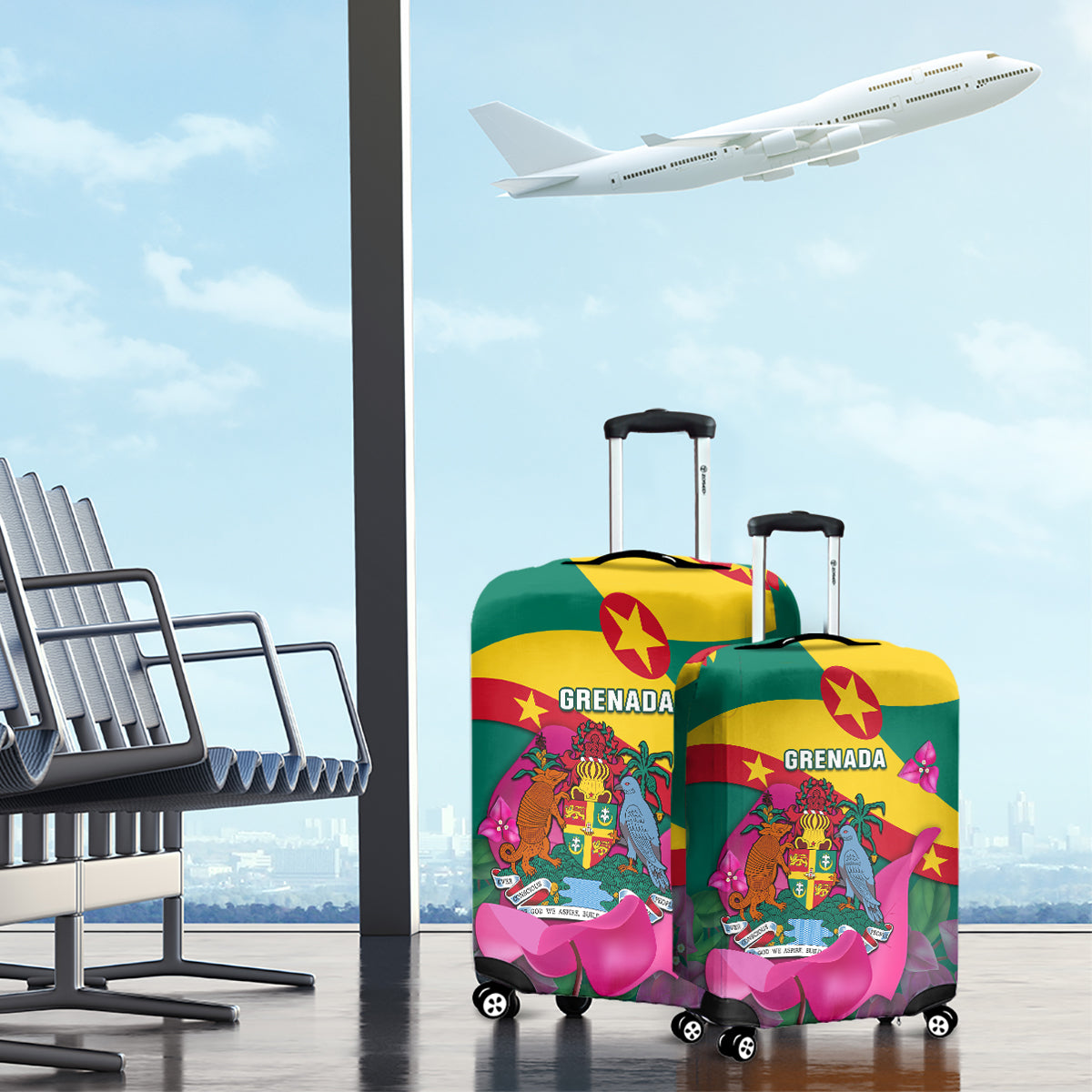 Grenada Independence Day Luggage Cover Gwenad Bougainvillea Flowers - Wonder Print Shop