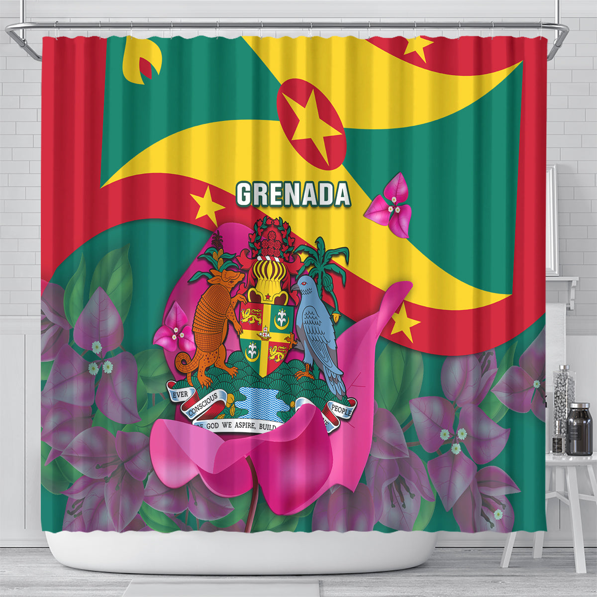 grenada-independence-day-shower-curtain-gwenad-bougainvillea-flowers