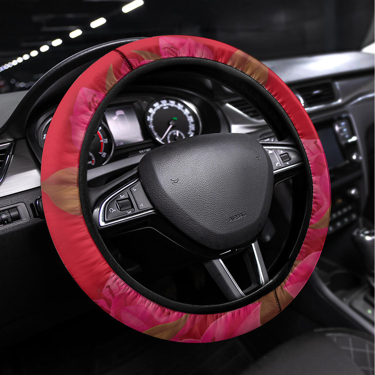 Grenada Independence Day Steering Wheel Cover Gwenad Bougainvillea Flowers