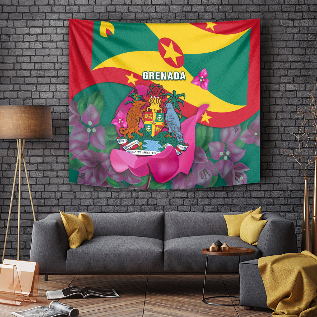 Grenada Independence Day Tapestry Gwenad Bougainvillea Flowers - Wonder Print Shop