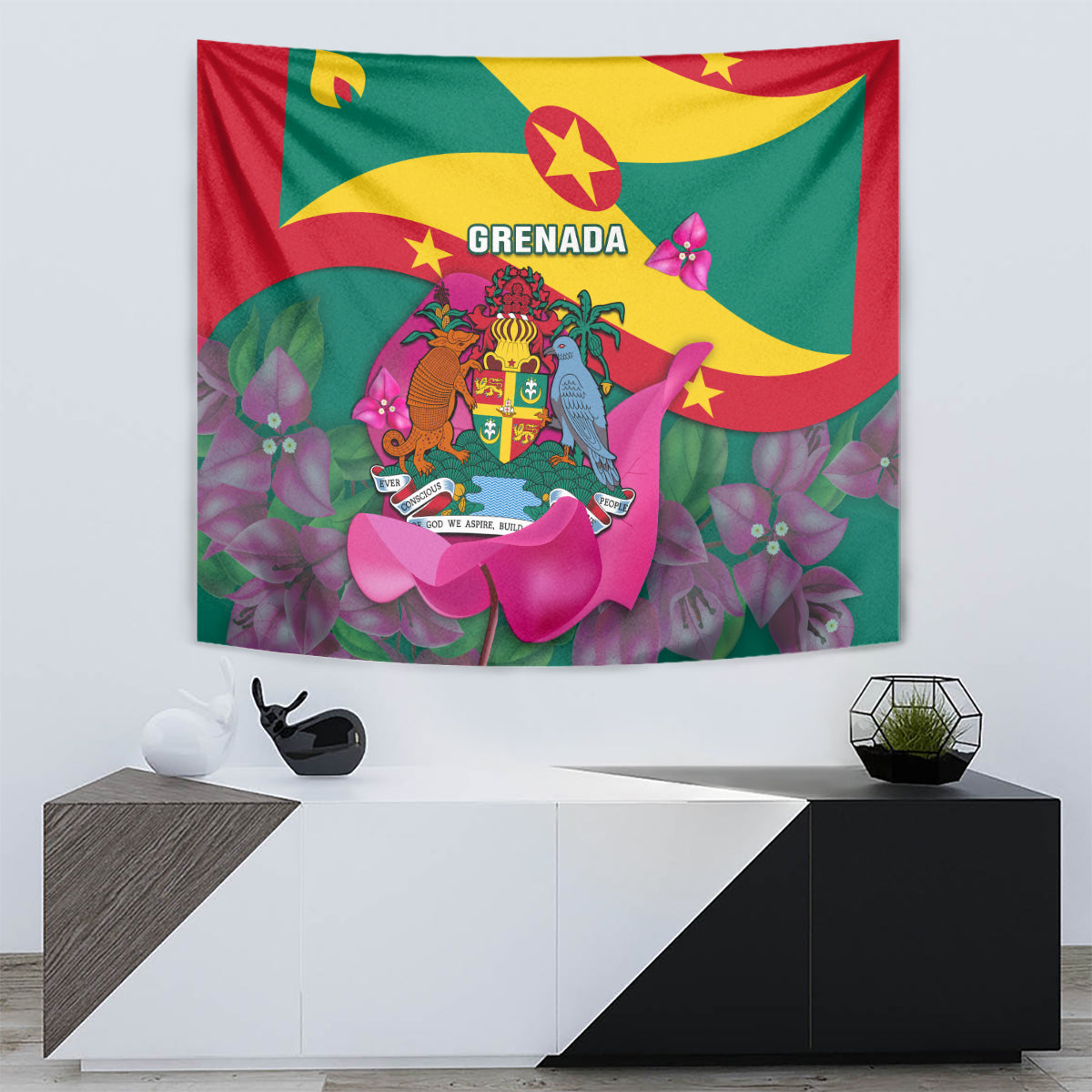 Grenada Independence Day Tapestry Gwenad Bougainvillea Flowers - Wonder Print Shop