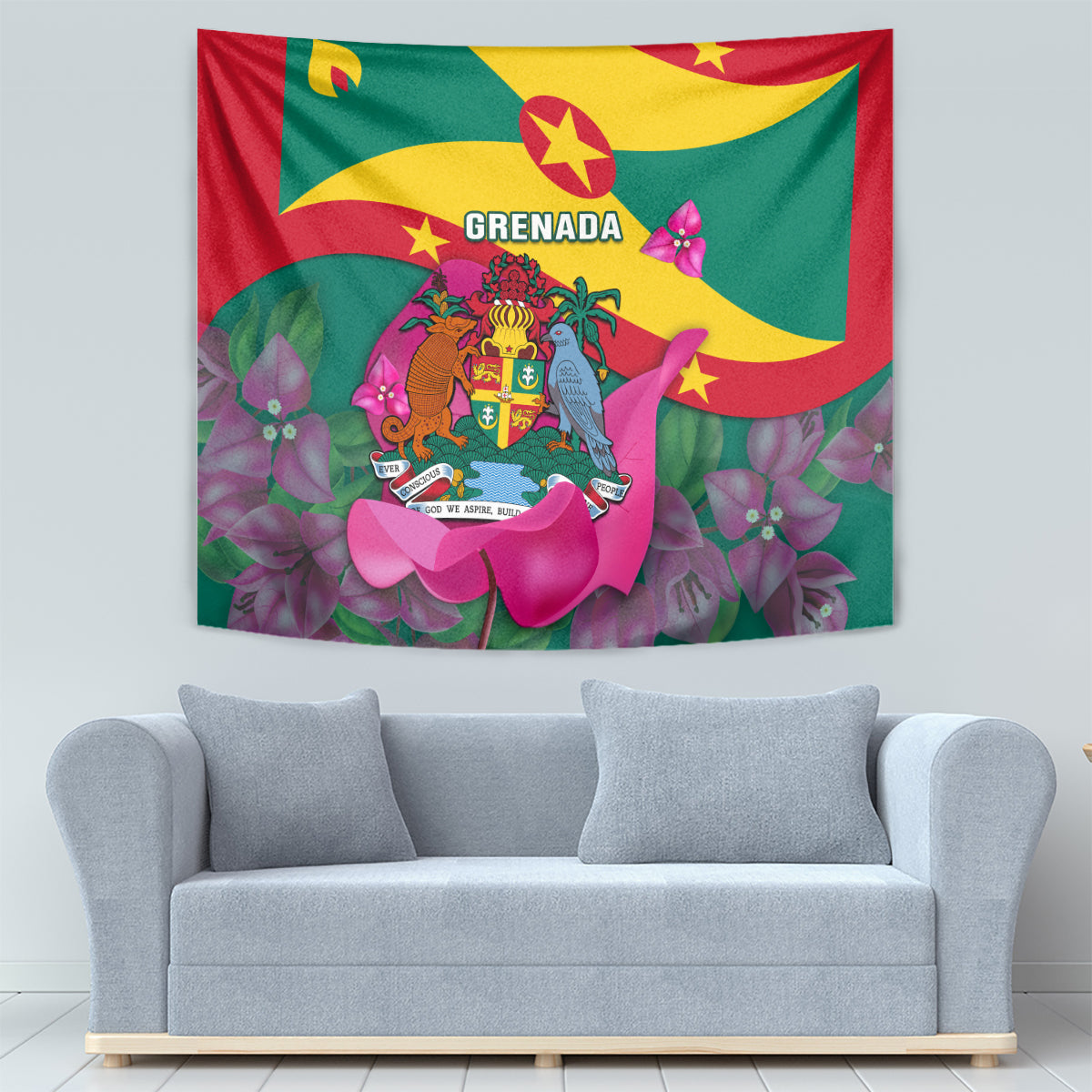 Grenada Independence Day Tapestry Gwenad Bougainvillea Flowers - Wonder Print Shop