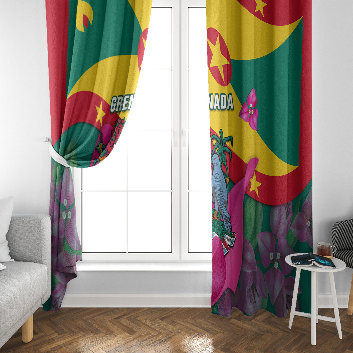 Grenada Independence Day Window Curtain Gwenad Bougainvillea Flowers - Wonder Print Shop