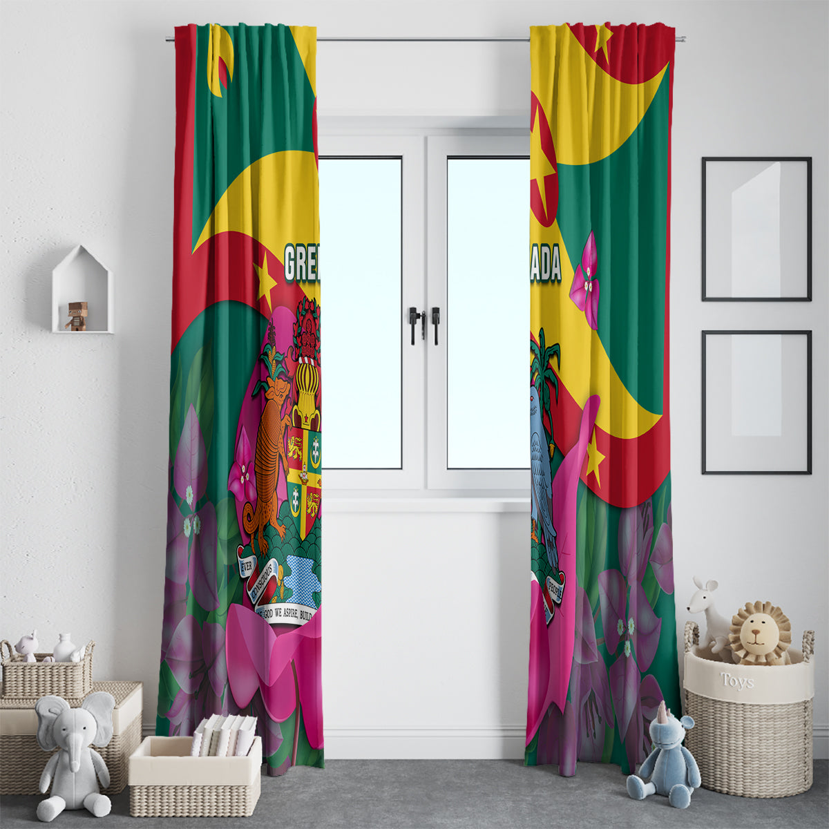 Grenada Independence Day Window Curtain Gwenad Bougainvillea Flowers - Wonder Print Shop