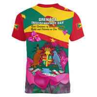 Grenada Independence Day Women V Neck T Shirt Gwenad Bougainvillea Flowers - Wonder Print Shop
