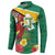 Guyana Republic Day Button Sweatshirt Scarlet Macaw With Map Tropical Style