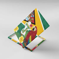 Guyana Republic Day Canvas Wall Art Scarlet Macaw With Map Tropical Style