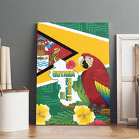 Guyana Republic Day Canvas Wall Art Scarlet Macaw With Map Tropical Style